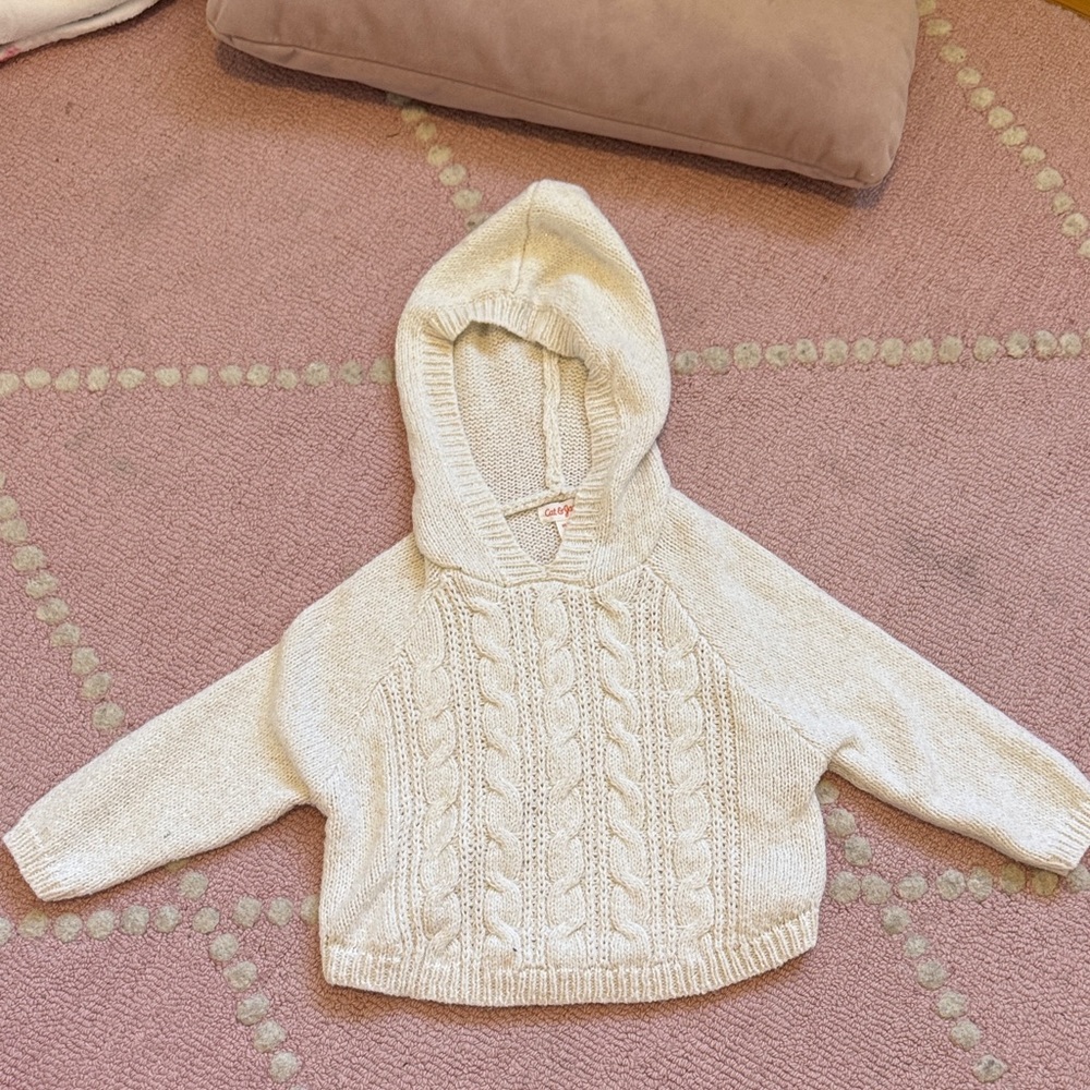 Cat & Jack Cream Cable Knit Hoodie